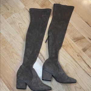 Suede Dark Gray Over-the-Knee Boots